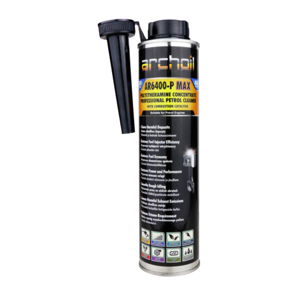 Instrucciones de uso -Abra el tapón y retire el sello protector que asegura la calidad desde la fabricación -Añada al combustible, en un minimo de 40L de combustible (gasolina de 91,95 o 98 Octanos) Archoil AR6400-P MAX